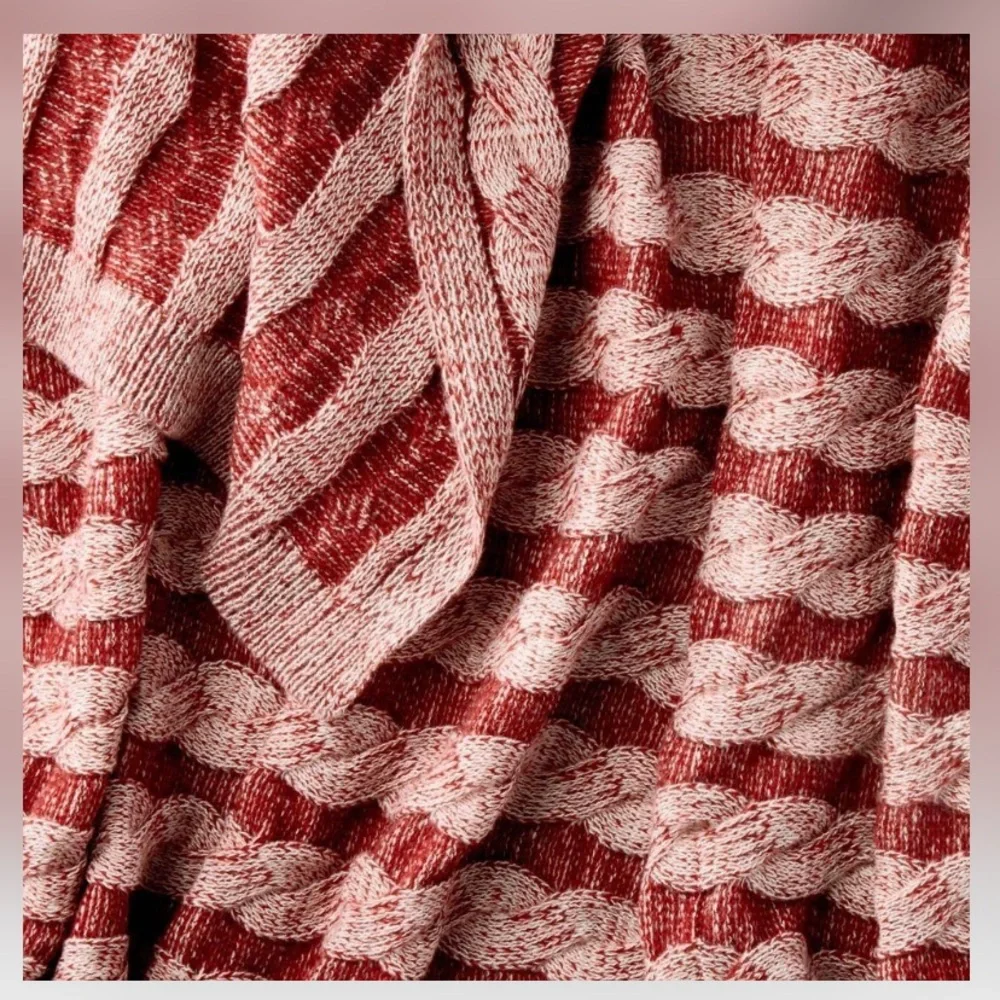 NWT Threshold Cozy Burgundy Red and Cream Knit Throw Blanket 50x60 no offers